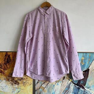 日本潮牌男款精致提花花纹细条纹纯棉长袖衬衫经典百搭上衣特价