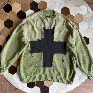 设计师版衣特价KAPITAL平田和宏十字架图案针织衫卫衣毛衣男女款