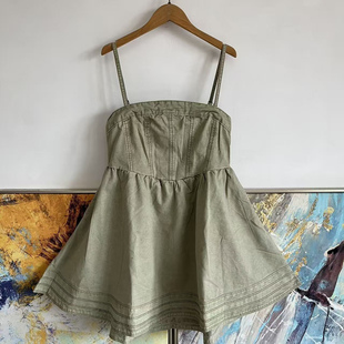 复古油污做旧做脏纯棉牛仔吊带裙 MUSE女款 微瑕特价 美潮MIOU