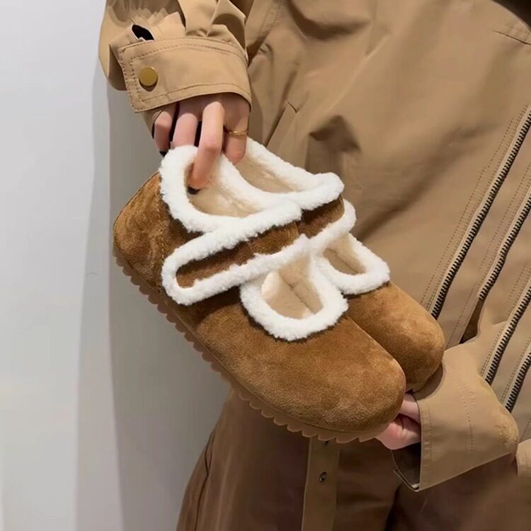 厚底勃肯鞋女玛丽珍毛毛鞋加绒单鞋2025年新款冬季羊羔毛保暖棉鞋,女鞋,浅口单鞋,淘宝优惠券,粉丝福利购,淘宝优惠卷