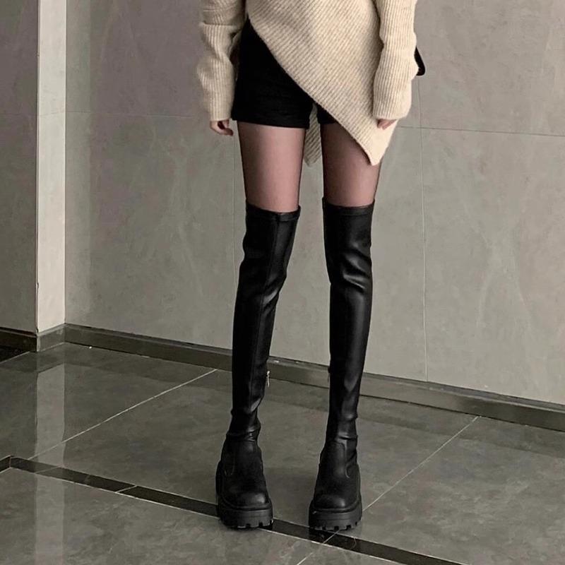 现货送运费险性感过膝黑色弹力靴
