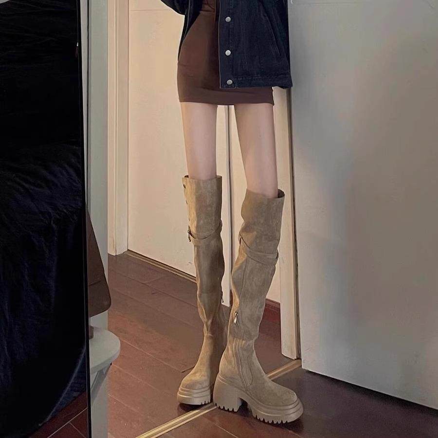 现货送运费险巨显高翻折过膝长靴