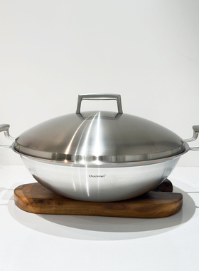 chockmen18/10不锈钢炒锅五层夹铜炒菜锅无涂层轻油烟36cm