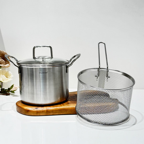 煲汤锅不锈钢加深配油炸篮大容量
