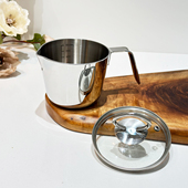 出口德国18 10不锈钢奶锅咖啡拉花壶三层钢加厚烘焙刻度量杯热油