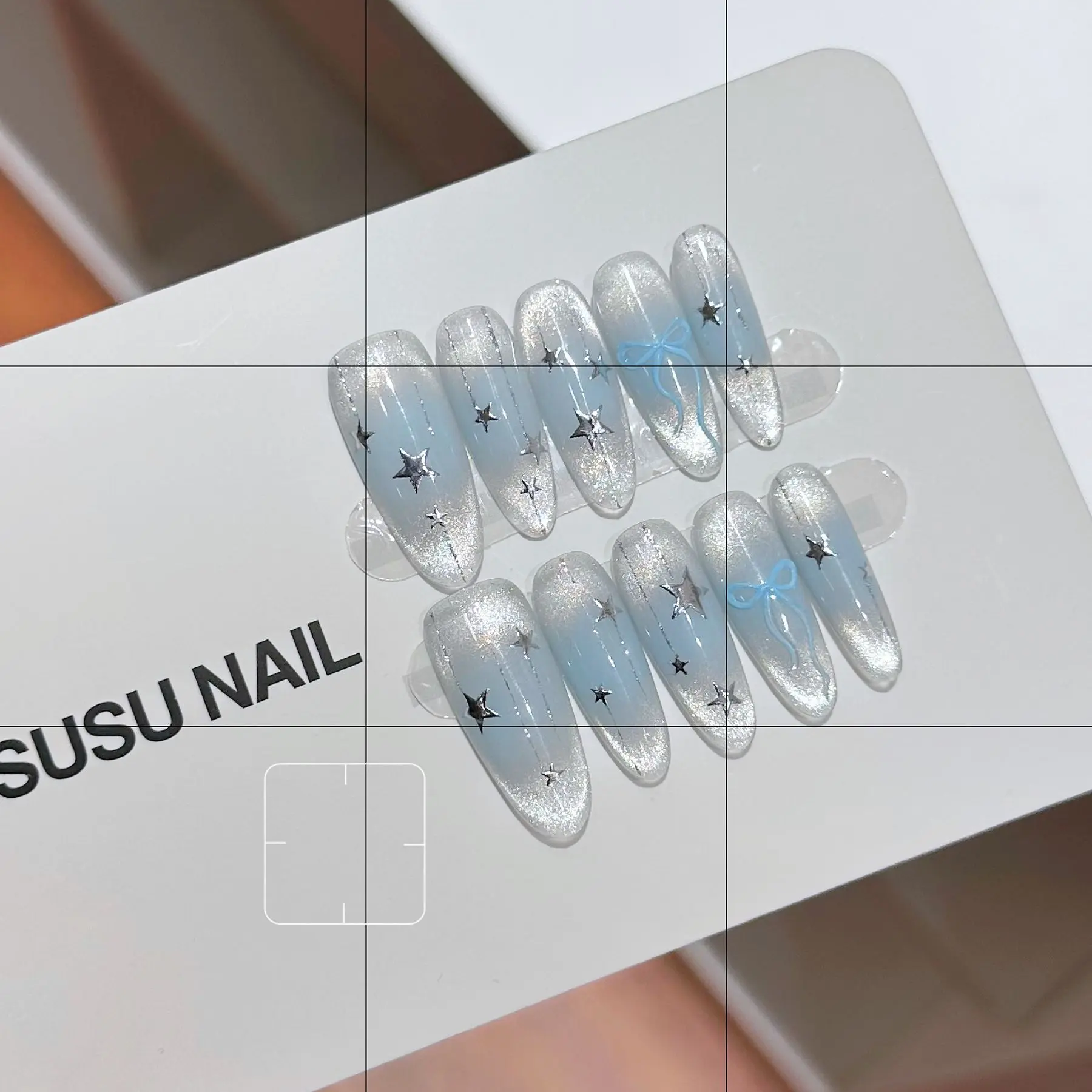 【蓝色星星】新款显白蓝色猫眼高级美甲穿戴甲轻奢光疗美甲