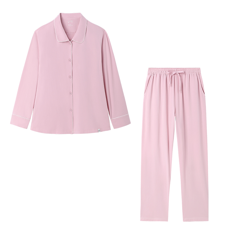 全棉时代睡衣男女家居服套装超柔可外穿纯棉居家服秋冬情侣长袖