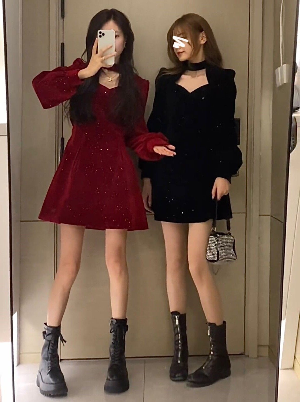 【圣诞红色】赴宴丝绒连衣裙千金年会战袍blingbling小裙子