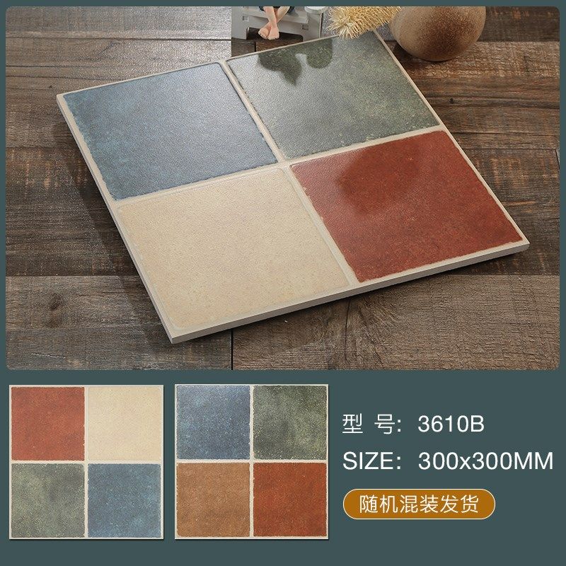 蓝蜜蜂地中海仿古砖300欧式厨房瓷砖美式卫生间墙砖防滑室内地砖