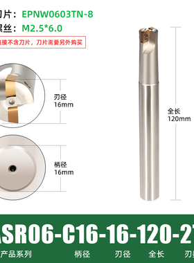 ASR06立铣刀杆系列 EPNW0603N8铣刀杆 近似R2刀杆快速进给铣刀杆