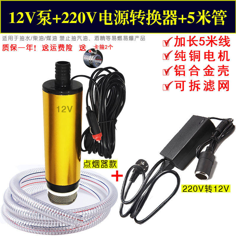 抽油泵12V电动直流柴油加油机24V电动抽油泵自吸潜水泵油抽子抽油