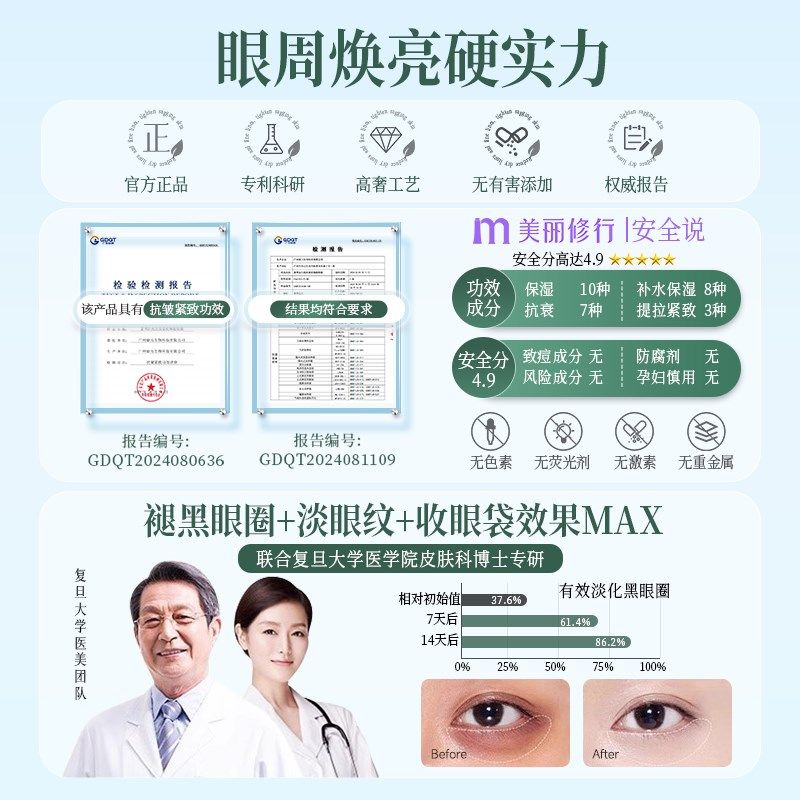 【4D全包围!一盒60片!】去眼膜膜淡化黑眼圈细纹抗皱紧致抗衰老