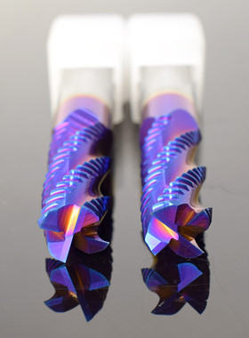 65度钢用粗皮铣刀 纳米涂层蓝色开粗波刃刀4刃加长合金数控刀具mm