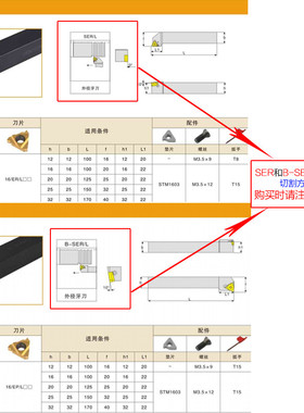 数控外螺纹白色刀杆/梯形螺纹车刀SER2020K16/SER1616H16数控刀杆