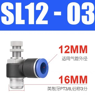 气管快速接头SL8-02单向节流阀PA6-01调速10-03调节开关12-04白色