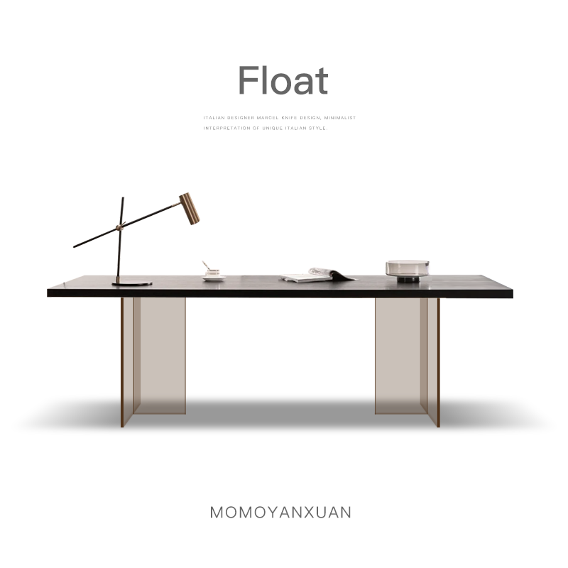 某某严选格林书桌亚克力电脑桌意式极简轻奢书桌高级沙发后长桌子