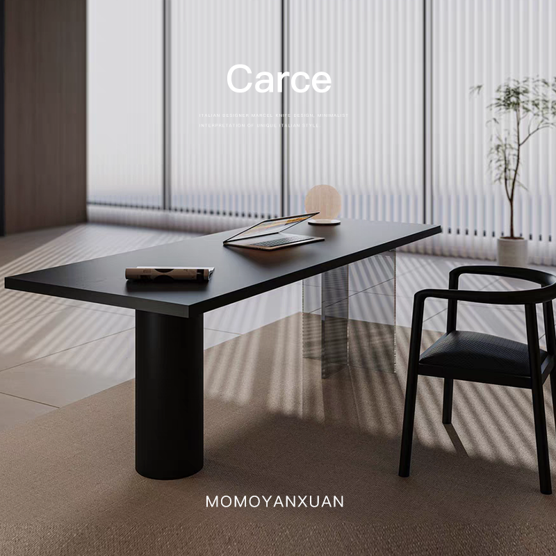 某某严选意式极简卡兰橡木亚克力客厅卧室书房书桌办公电脑工作台