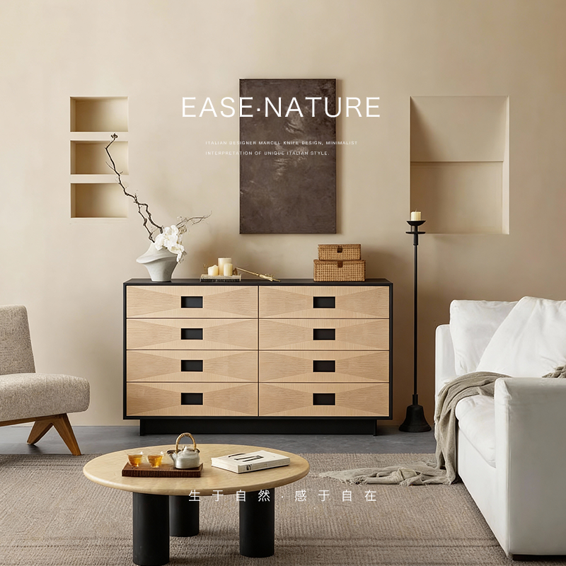 已夏光阴斗柜中古实木八斗柜收纳储物法式锯齿纹家用客厅边柜,住宅家具,斗柜,淘宝优惠券,粉丝福利购,淘宝优惠卷