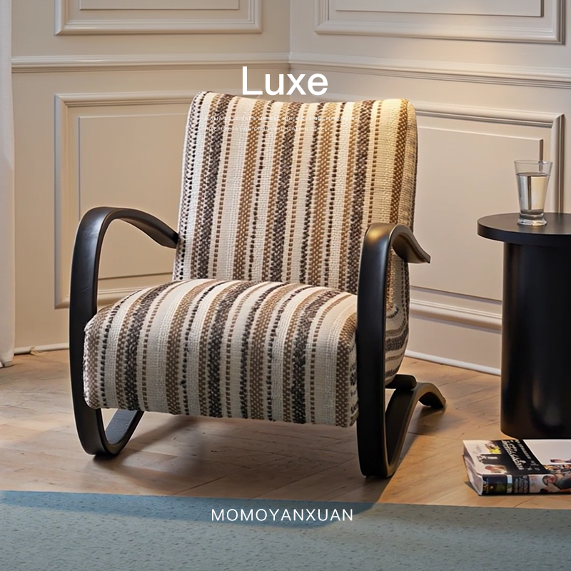 某某严选伯克休闲椅客厅法式复古阳台沙发椅子中古卧室设计师单椅