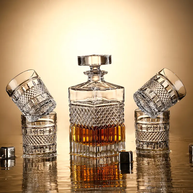 欧式古典水晶玻璃酒樽洋酒杯子雕花威士忌酒杯套装烈酒杯酒具套装