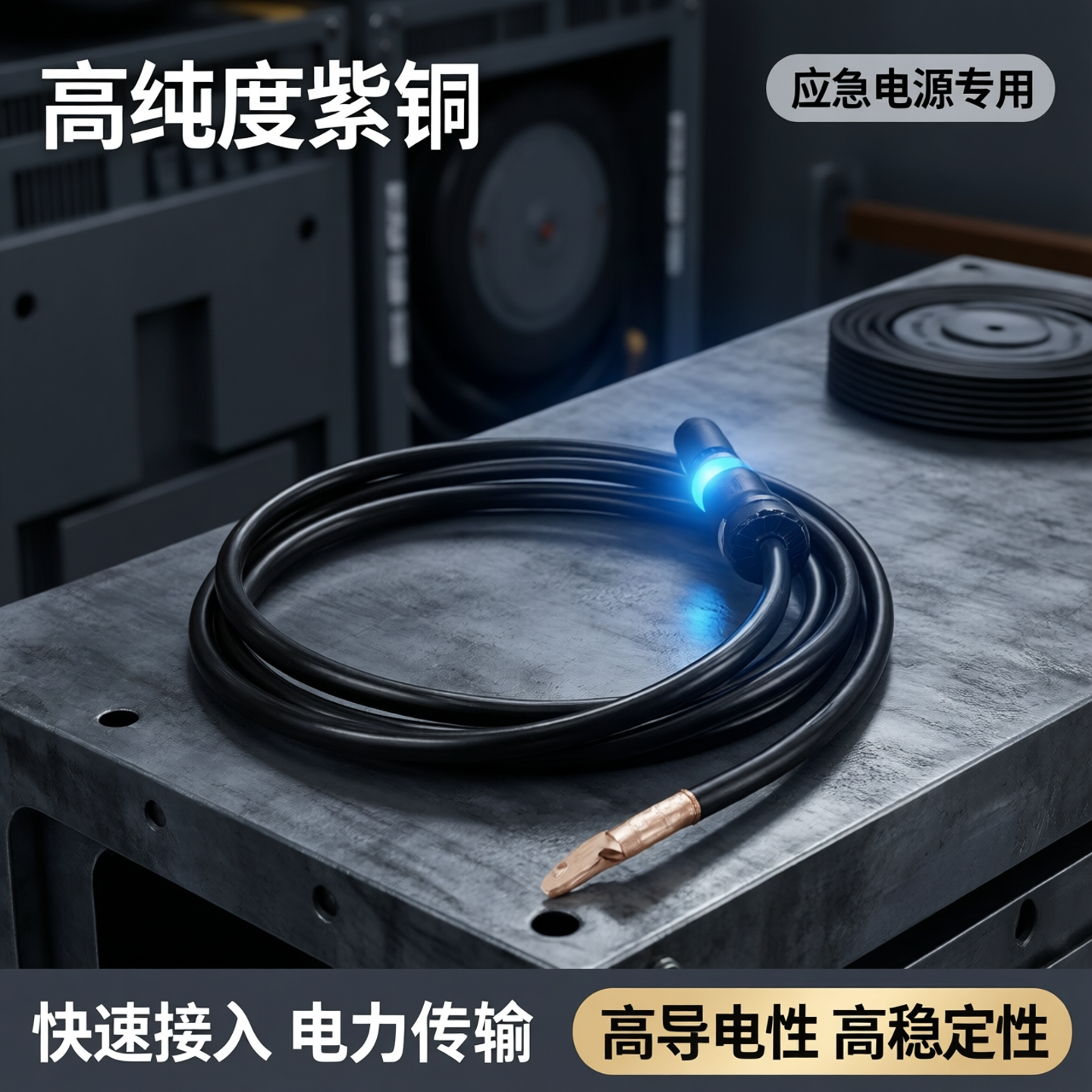 发电车应急电源快速连接器电缆公插头高纯度紫铜快速接入电力传输