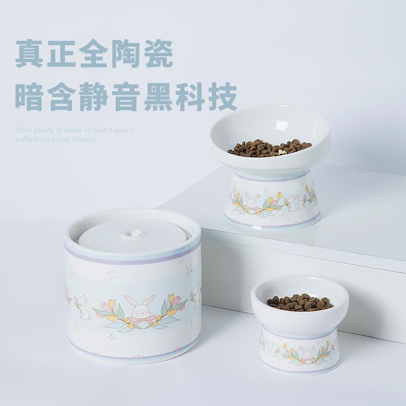 可爱斜口猫碗高脚陶瓷猫碗Pans