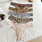 tback无痕内裤 女日常穿 性感豹纹运动健身瑜伽丁裤 女丁字裤 一片式