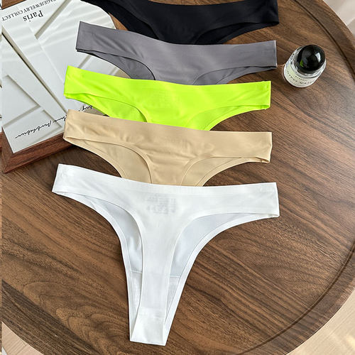 无痕内裤女丁字裤一片式性感豹纹