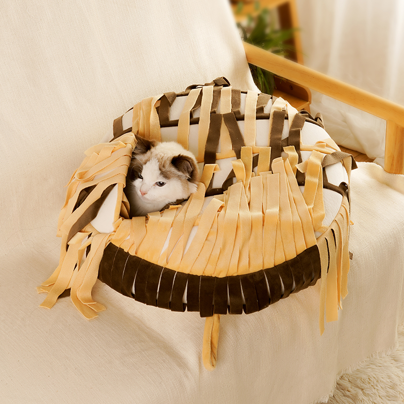 吉仔仔封闭式安全感流苏草丛猫窝