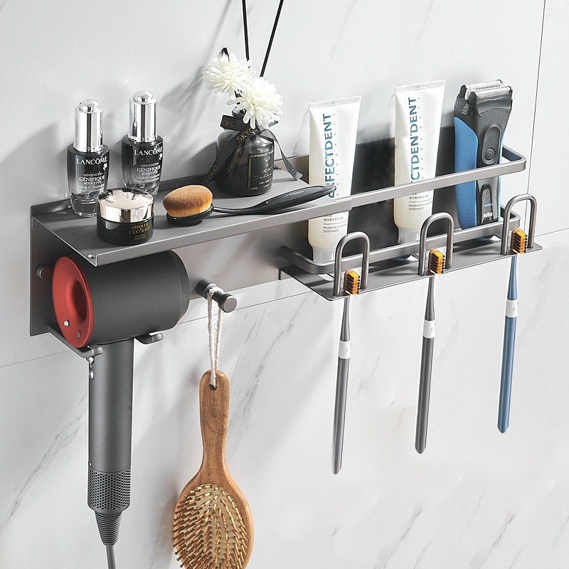 卫生间电动牙刷牙膏置物架吹风机风筒架浴室牙刷壁挂收纳架免打孔