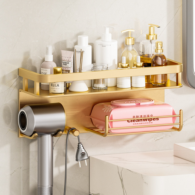 金色卫生间置物架吹风机支架子风筒架牙刷架壁挂浴室收纳架免打孔,家装主材,浴室角架,淘宝优惠券,粉丝福利购,淘宝优惠卷