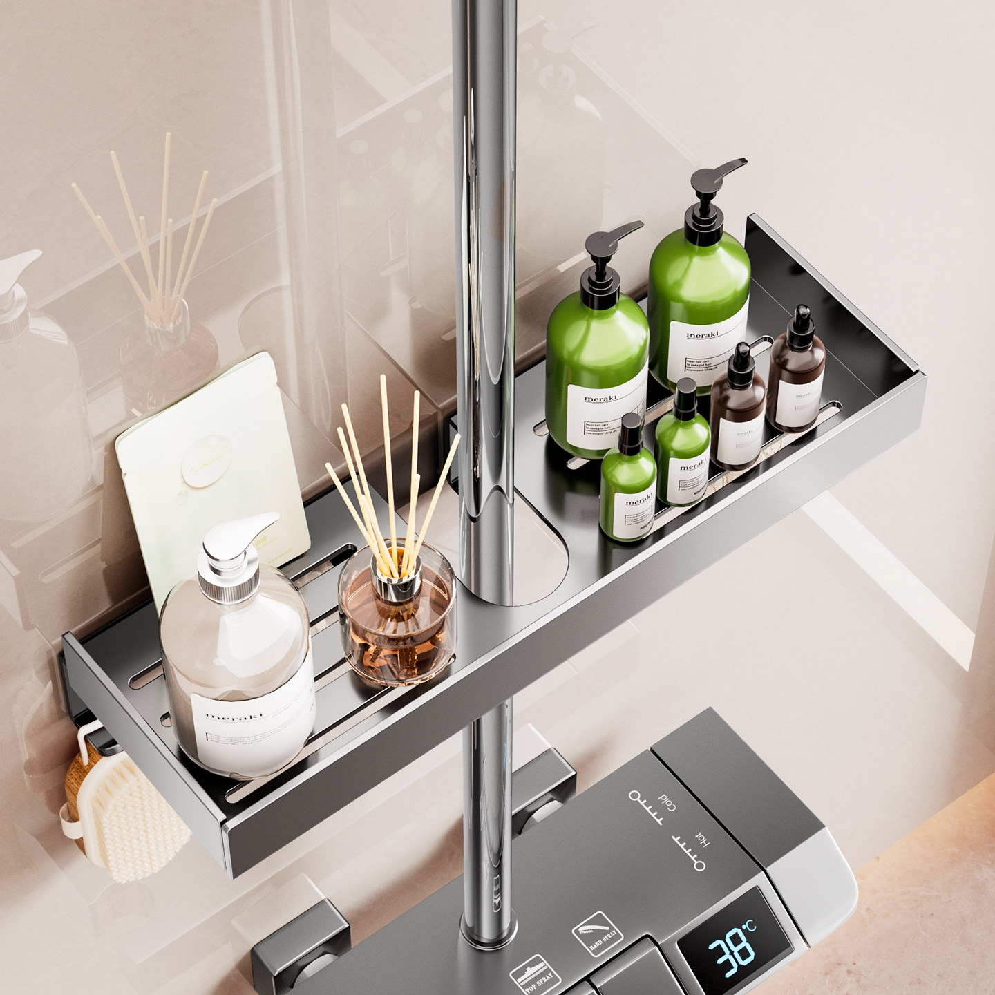 浴室花洒管置物架免打孔