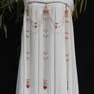 旗袍挂件 绛尾儿 汉服腰坠 新中式 流苏压襟 仿珍珠马面裙禁步腰佩