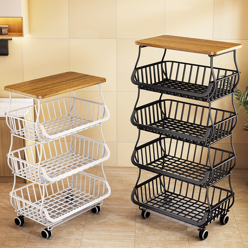 帅仕厨房蔬菜置物架多层收纳筐落地放菜架子多功能移动果篮子专用