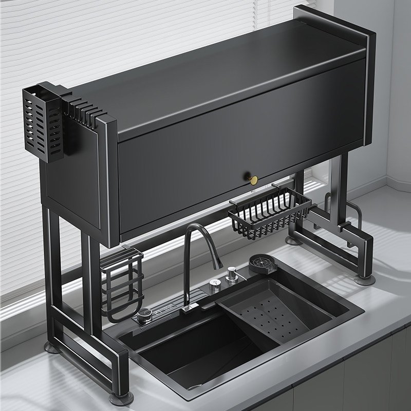 帅仕厨房水槽置物架多功能碗碟收纳层架洗碗槽水池上方防尘沥水碗