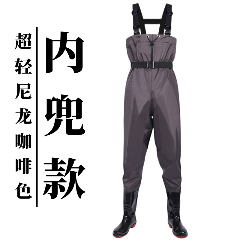 下水裤雨裤带雨鞋男水库全身防水衣服轻薄半身连体捕捉鱼一体水鞋