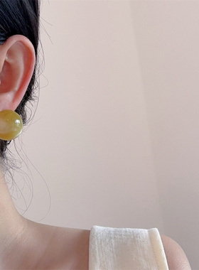 夏日多巴胺果冻色圆球耳钉女极简风时尚轻奢高级感气质耳环耳饰品