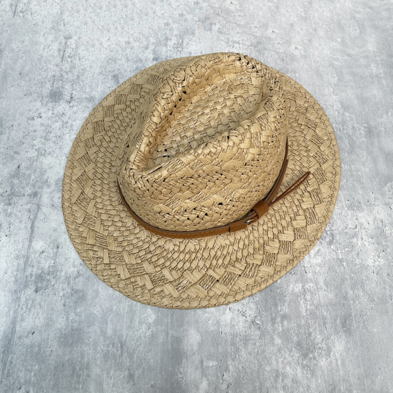 时尚宽檐礼帽男女夏季手工编织镂空透气草帽户外出游遮阳帽度假风