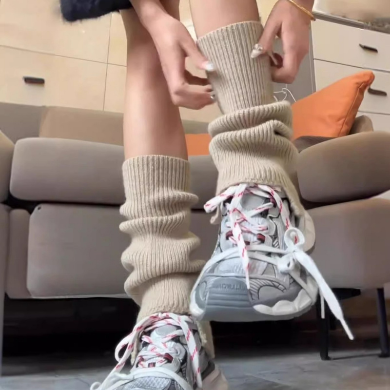 美拉德色系袜子咖色阔腿袜套女秋