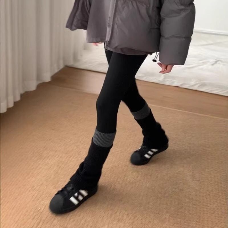 灰色袜套女中筒秋冬季设计感针织粗线羊毛堆堆袜拼色y2k小腿腿套,运动包/户外包/配件,腿套,淘宝优惠券,粉丝福利购,淘宝优惠卷