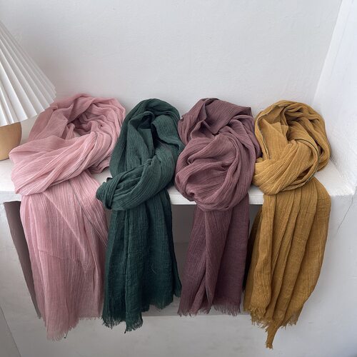 县城文学薄款复古文艺棉麻围巾女