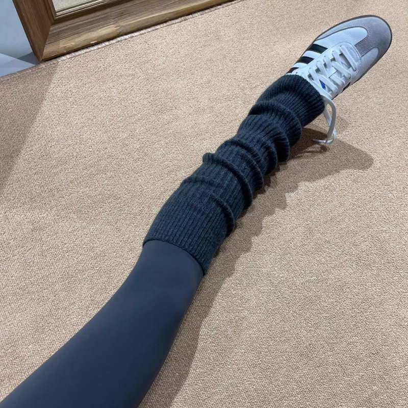 秋冬季复古慵懒堆叠针织烟灰色小腿袜套y2k新款日系羊绒腿套女