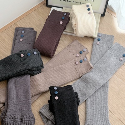 2025秋冬新款袜子女三颗纽扣小腿