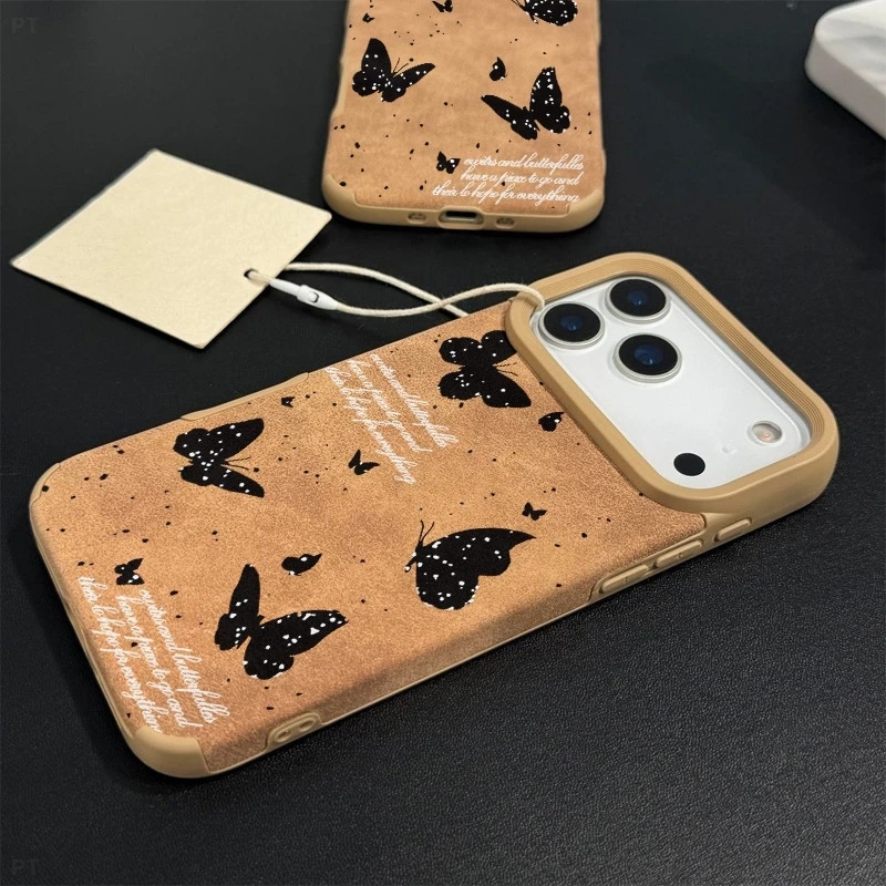 ins泼墨黑色蝴蝶适用苹果17Proma