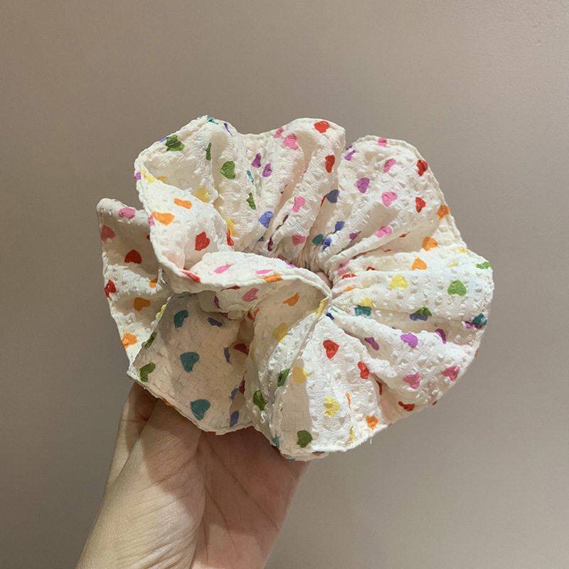 甜美风糖果色彩虹爱心泡泡棉小蛮腰肠圈韩系扎头发方巾发圈新