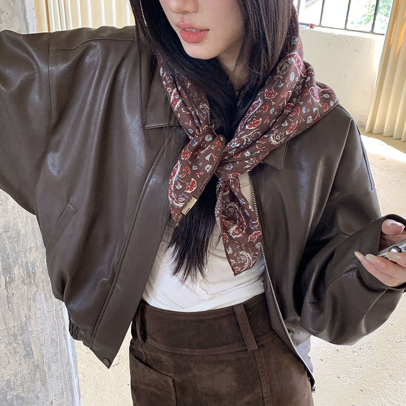 腰果花佩斯利双面双层印花方巾女70x70柔软厚实保暖领巾秋冬围巾