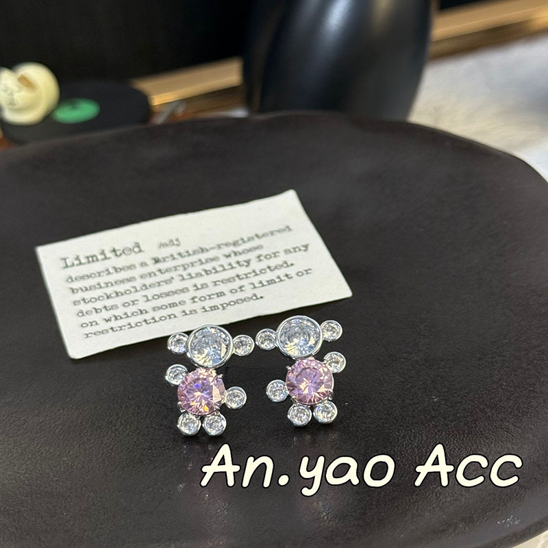 2025新款夏日闪闪锆石小熊甜美可爱珍珠项链小众个性时尚配饰