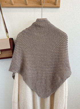 新款秋天带扣披肩空调护肩颈大棉质镂空柔然外搭素色韩国坎肩