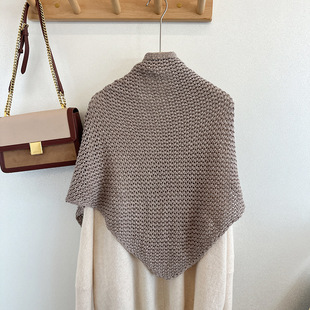 新款秋天带扣披肩空调护肩颈大棉质镂空柔然外搭素色韩国坎肩