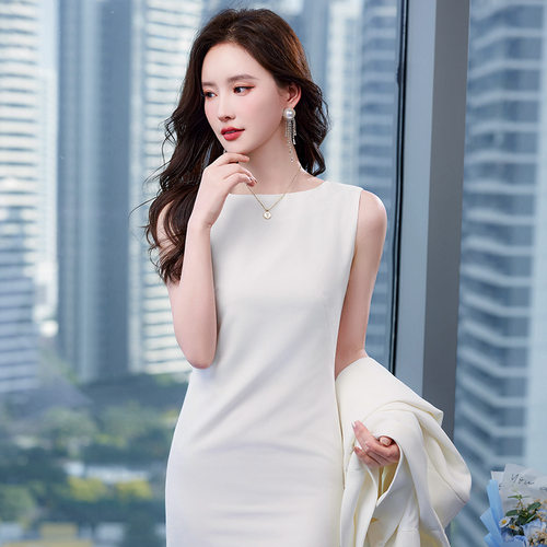 2026夏季辣妹弹力吊带连衣裙女正装内搭无袖露肩收腰显瘦打底长裙